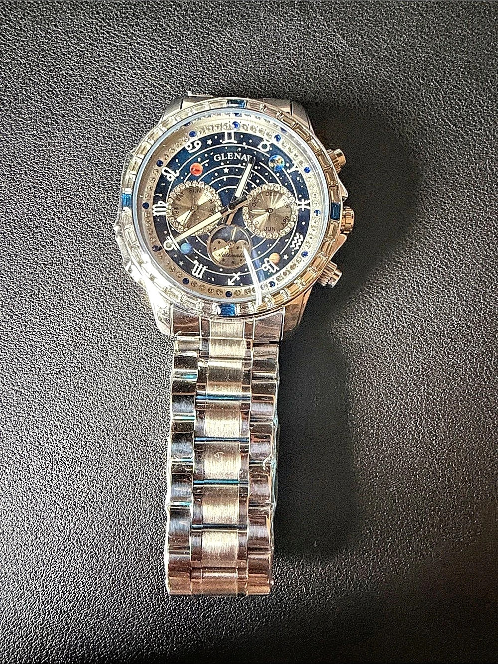 Glenray Astro Zodiac Chronograph Watch Silver & Blue